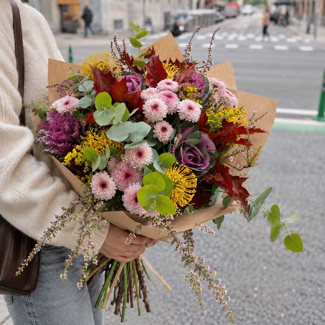Flor de Otoño "Bohème" 3 ramo con tonos otoñales