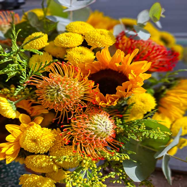 Ramo de otoño con Girasoles y Proteas 3 ramo con flores de otoño girasol protea